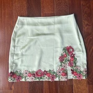 Commense Green Floral Dress Skirt
